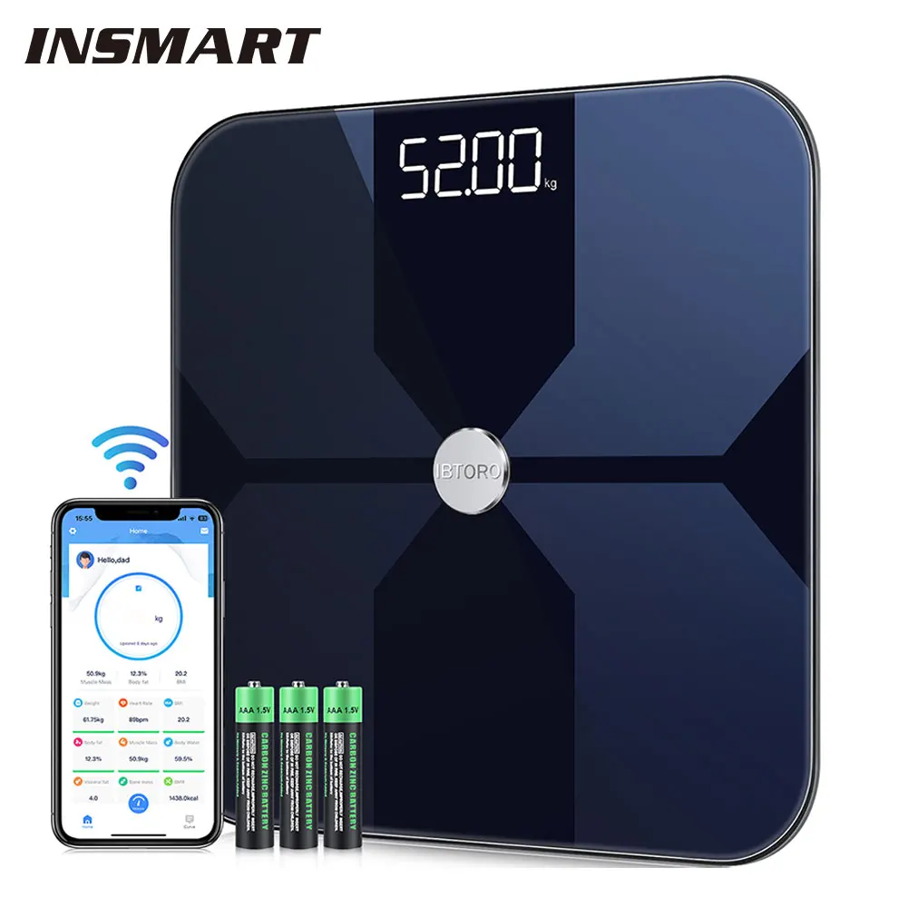 Body Fat Scale Smart - Báscula de grasa corporal Wifi, medición